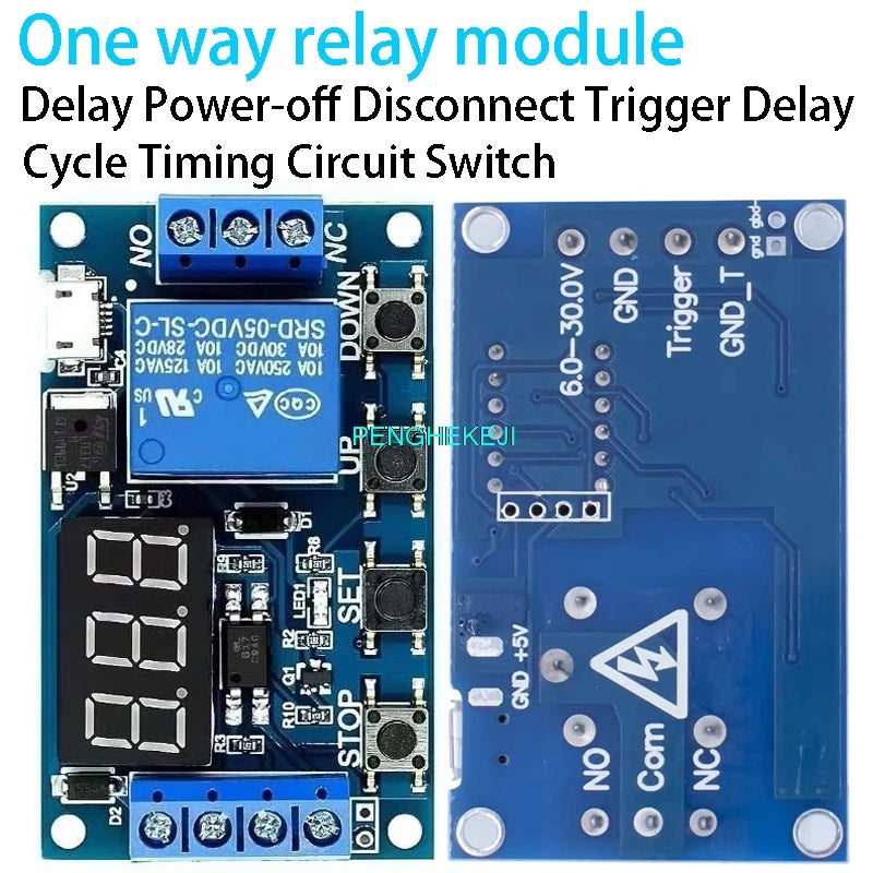 6-30V relay module with power-off delay, trigger and timing circuit, USB interface, suitable for smart home, electronics, and DIY projects