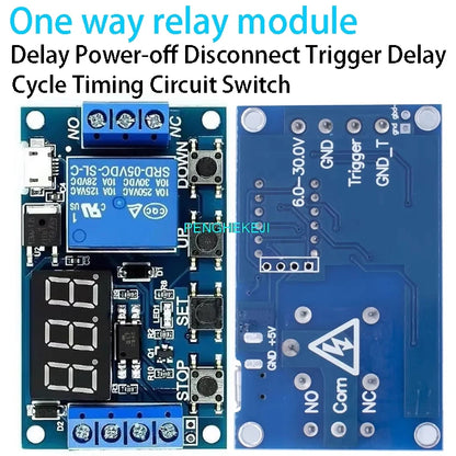 6-30V relay module with power-off delay, trigger and timing circuit, USB interface, suitable for smart home, electronics, and DIY projects
