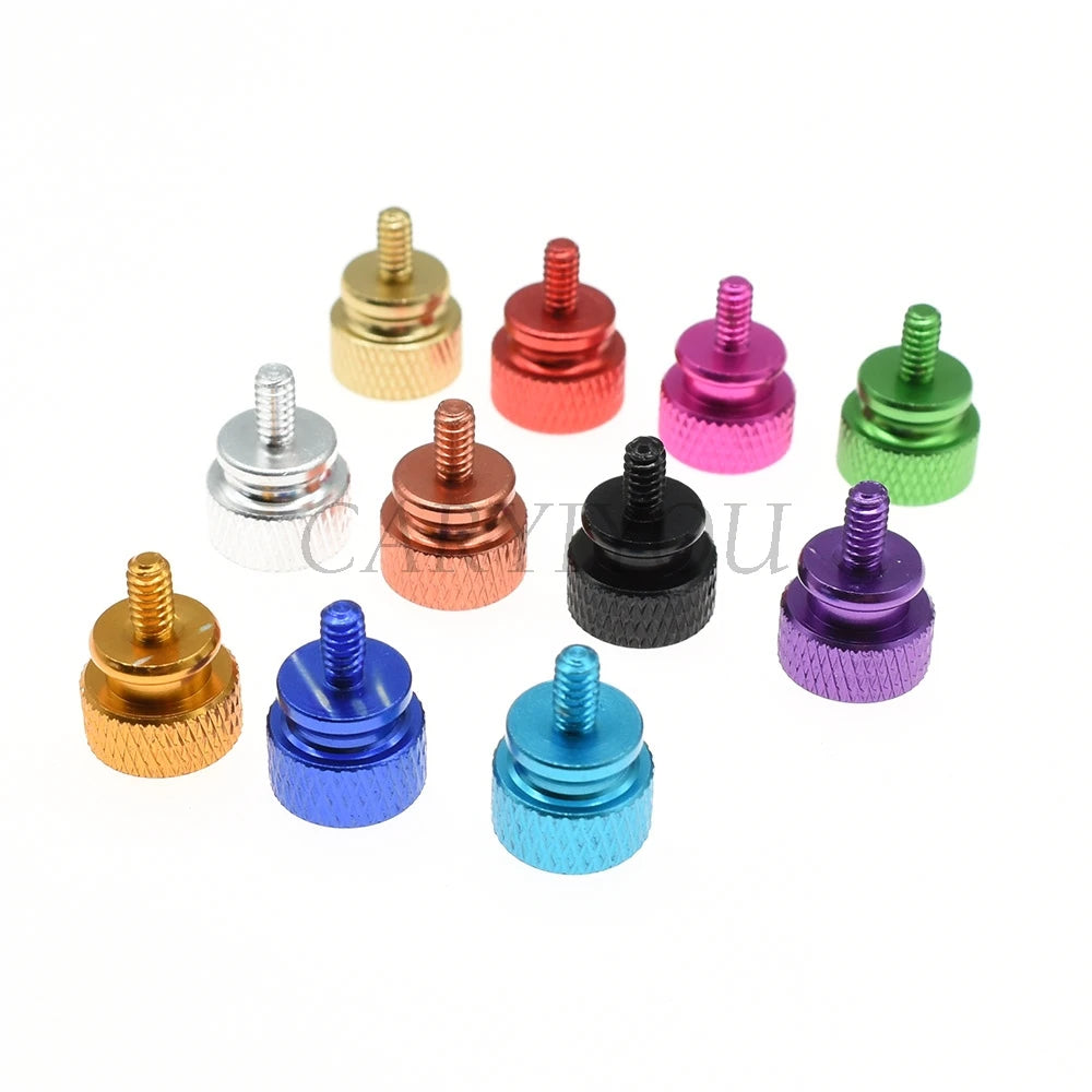 6#-32×6.5 aluminum alloy computer case side panel hard disk hand screw knurling thumb screws color nail