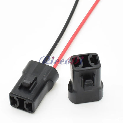 Durable black plastic housing of 6.3mm series 2 pin female automotive connector with terminals for car wiring applications
