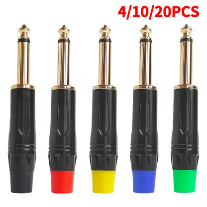 6.3mm mono plug to gold RCA connector, coaxial AV audio video solder adapter for speaker, amplifier, mixer, PC DIY use
