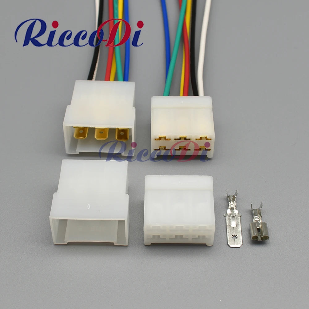 Female male 6 hole automotive connector auto electric plug with metal pins for cars and motorcycles