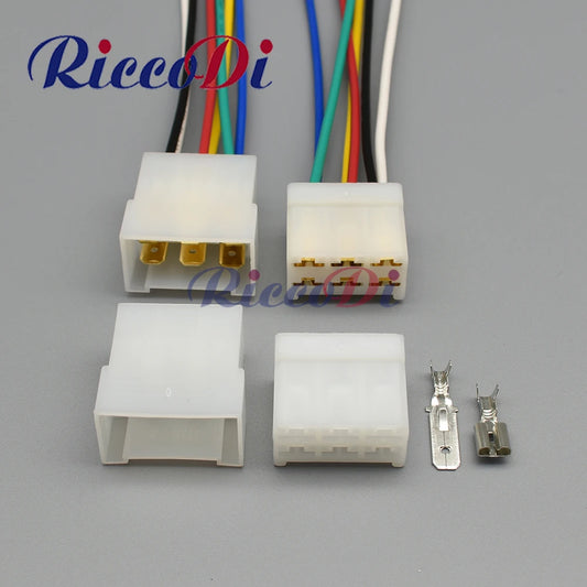 Female male 6 hole automotive connector auto electric plug with metal pins for cars and motorcycles