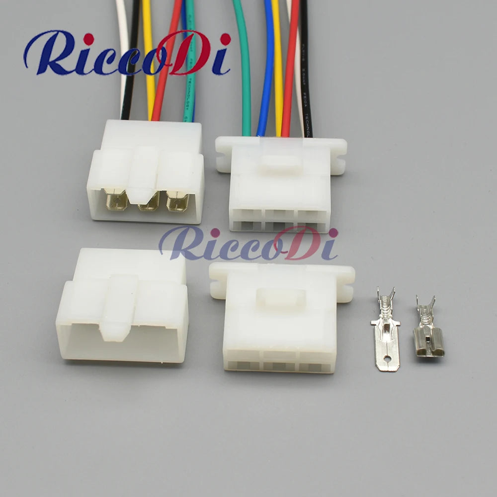6 pin 6.3mm unsealed automotive electrical cable connector 6120-2063 6110-4563 wiring female male socket plug
