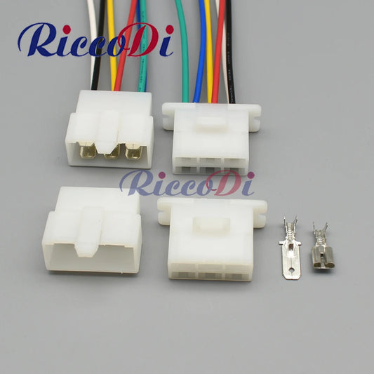 6 pin 6.3mm unsealed automotive electrical cable connector 6120-2063 6110-4563 wiring female male socket plug