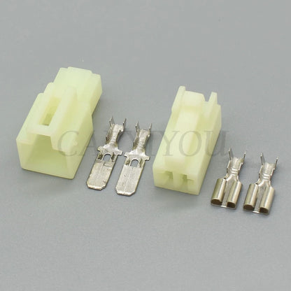6.3mm 2 pin automotive wire connector used in car electrical systems for secure and stable connections