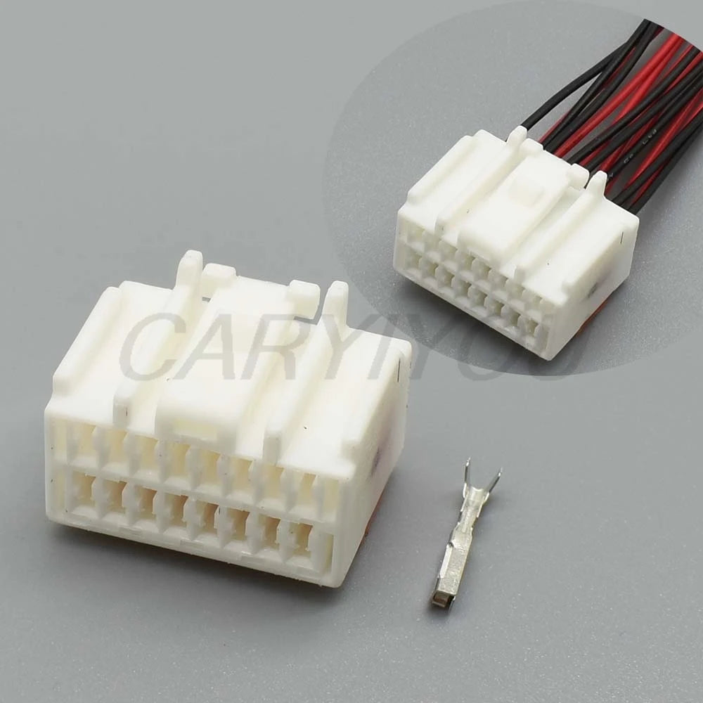 6098-1624 female 8 pin automotive unsealed connector white close-up