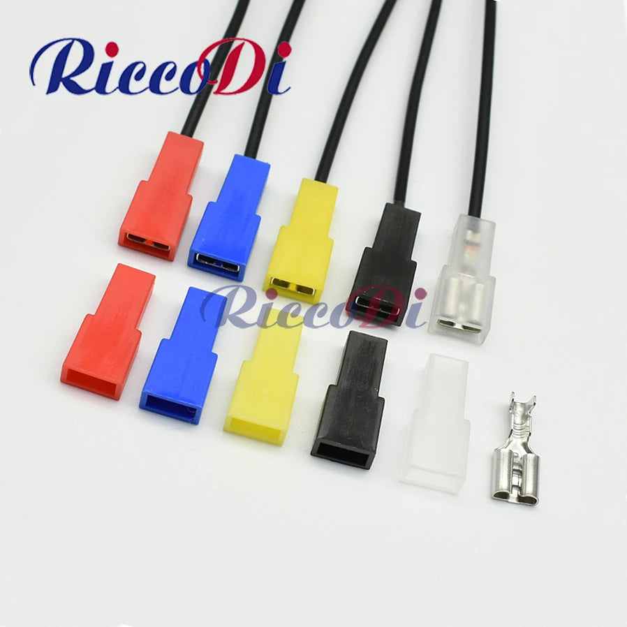 6.3mm yellow rectangular automotive connector with terminal for jacketed wiring harness installation