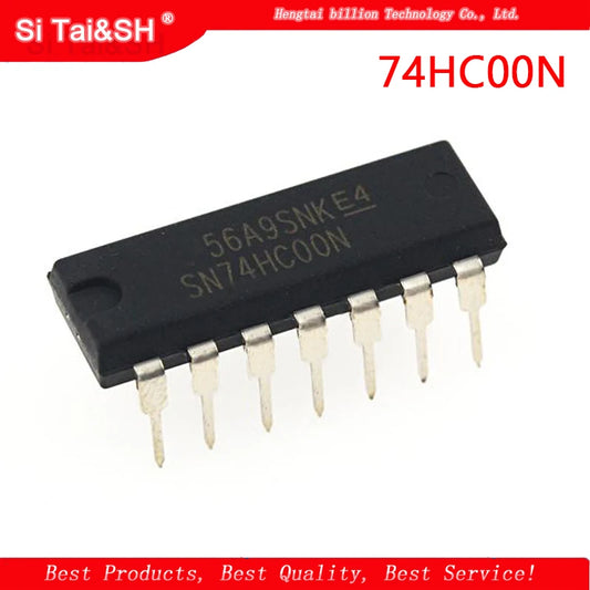 74HC00N DIP-14 quad 2-input NAND gate logic IC, SN74HC00N, new and original for digital circuits and electronics projects