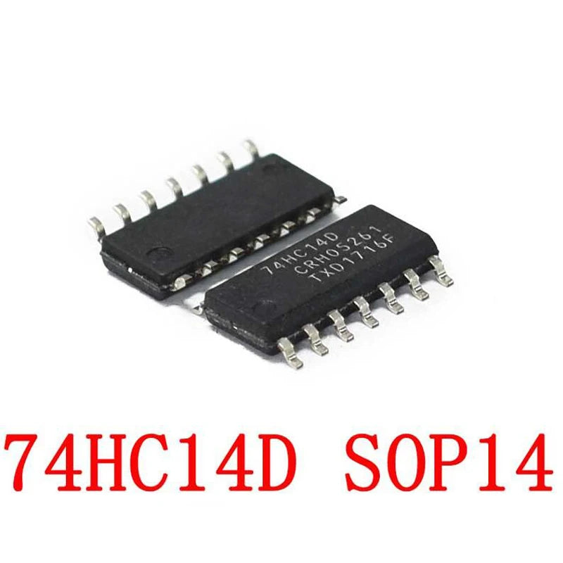 74HC14D SOP-14 hex Schmitt trigger inverter IC, SN74HC14DR SMD, new and original for digital circuits and electronics projects