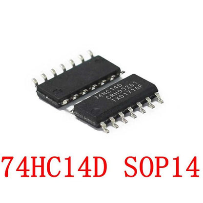74HC14D SOP-14 hex Schmitt trigger inverter IC, SN74HC14DR SMD, new and original for digital circuits and electronics projects