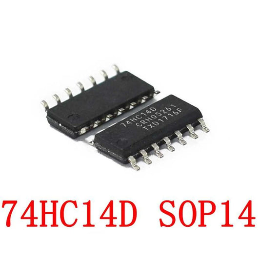 74HC14D SOP-14 hex Schmitt trigger inverter IC, SN74HC14DR SMD, new and original for digital circuits and electronics projects