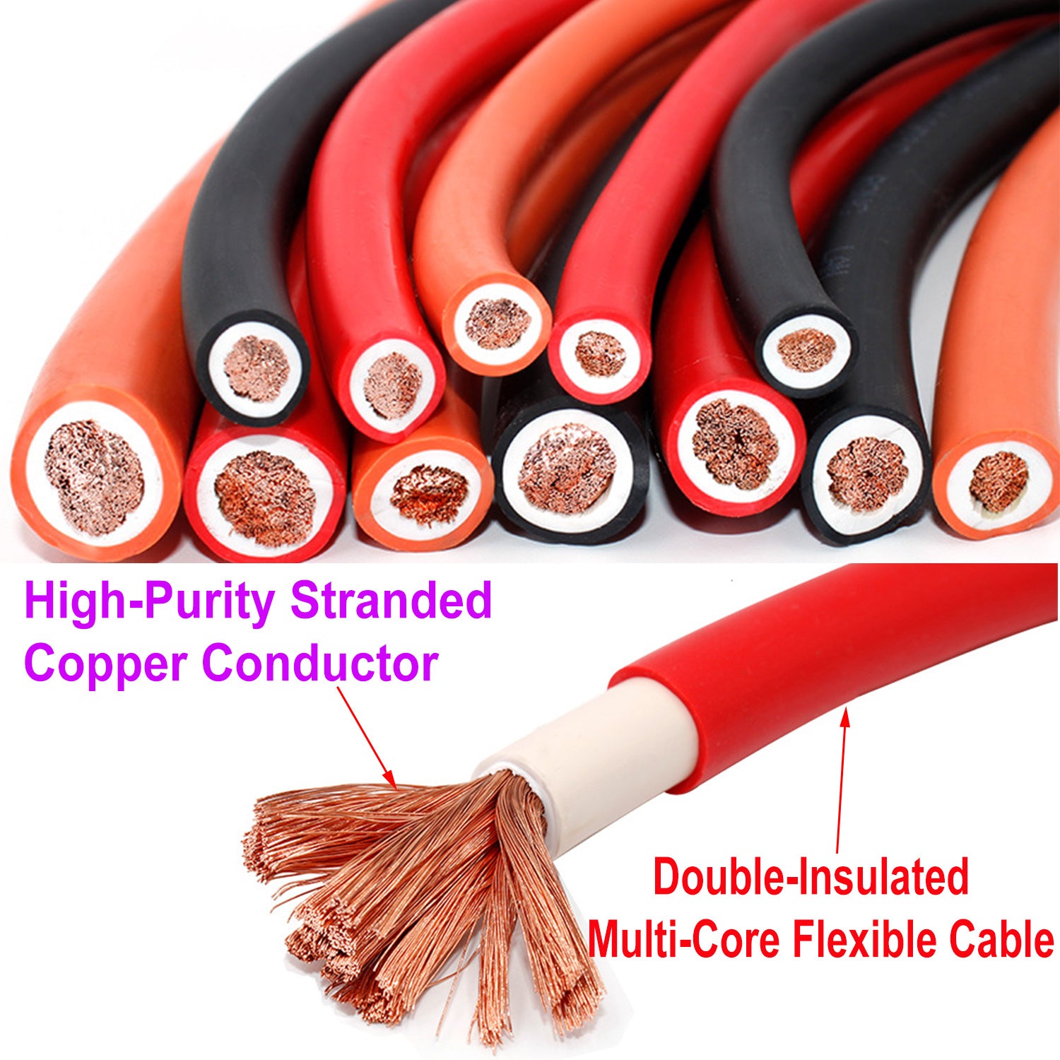75mm² multi-strand pure copper conductor cable designed for flexible and low resistance electrical connections
