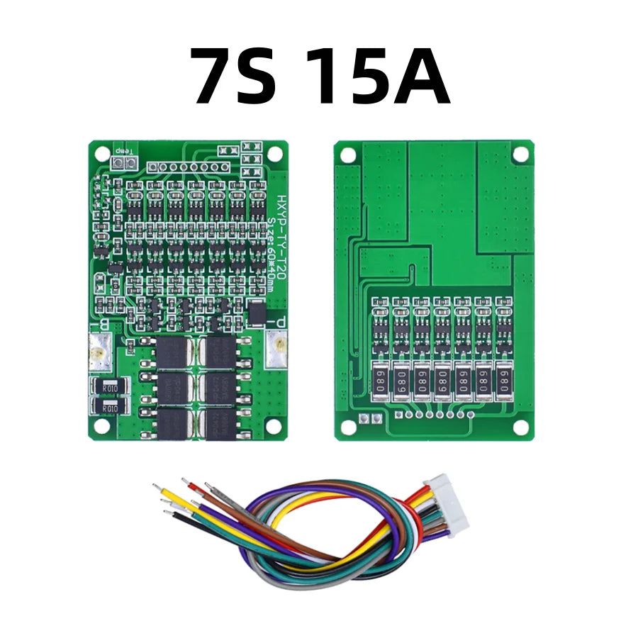 7S 29.4V 15A Li-ion battery protection board with balance and temperature protection for 18650 lithium battery pack