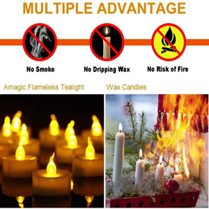 12 Pack Warm Yellow Flameless LED Tea Light Candles 200+ Hours Battery