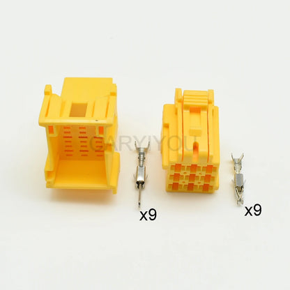 9 pin car male female connector showing terminal layout and locking design for electric cable