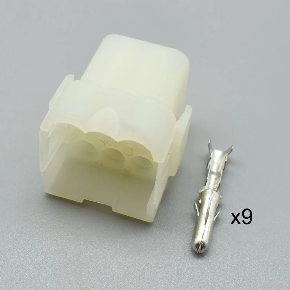 9 pin cable wire harness connector housing plug showing locking structure and terminals