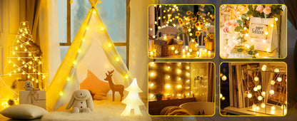 10M Ball LED String Lights Outdoor Ball Chain Lights Garland Lights Bulb Fairy Lights Party Home Wedding Garden Christmas Decor
