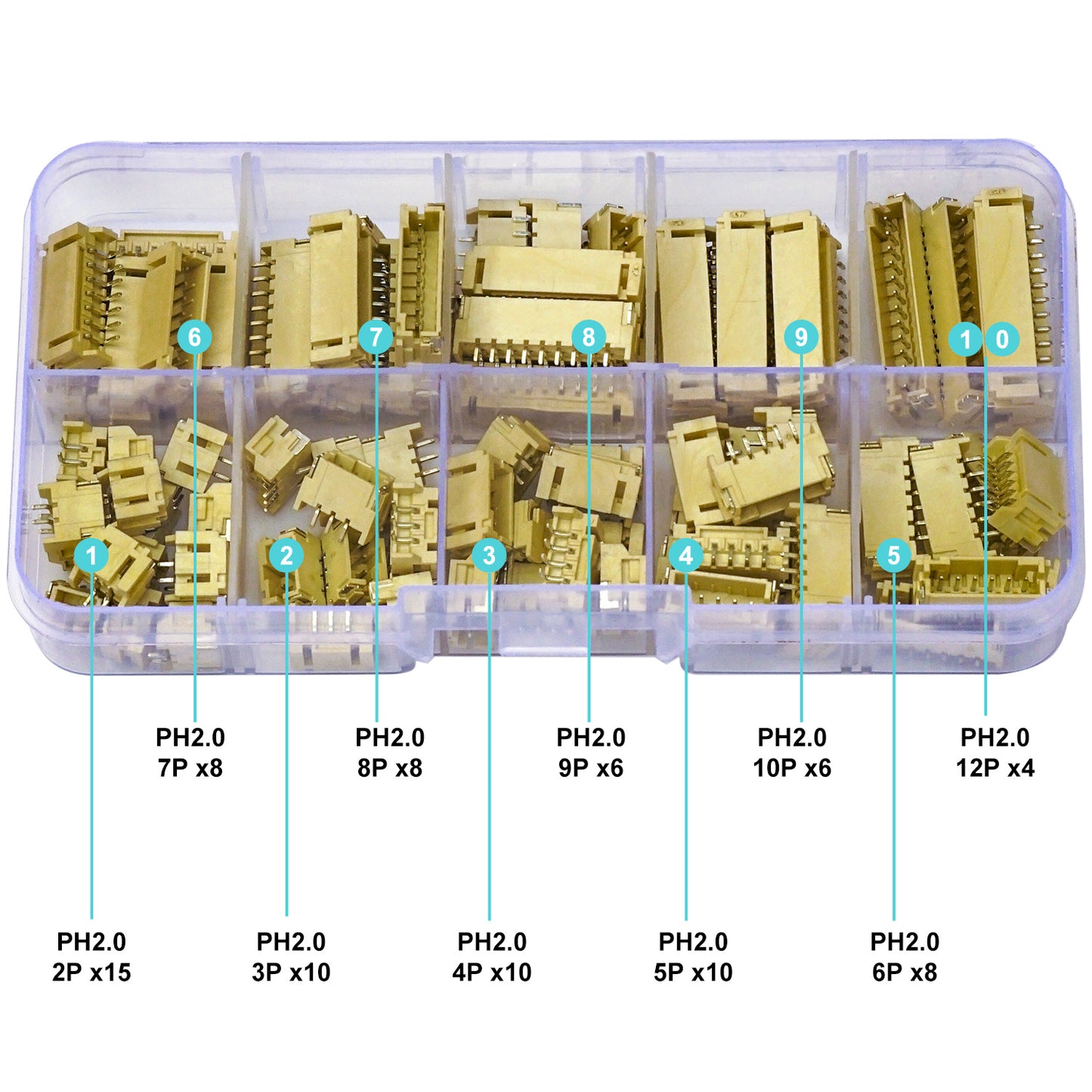 Assorted_JST_PH2.0_Surface_Mount_Header_Connectors