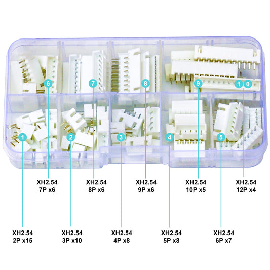 Assorted JST XH2.5 2.54mm pitch DIP headers and IC socket adapters for wire-to-board connections