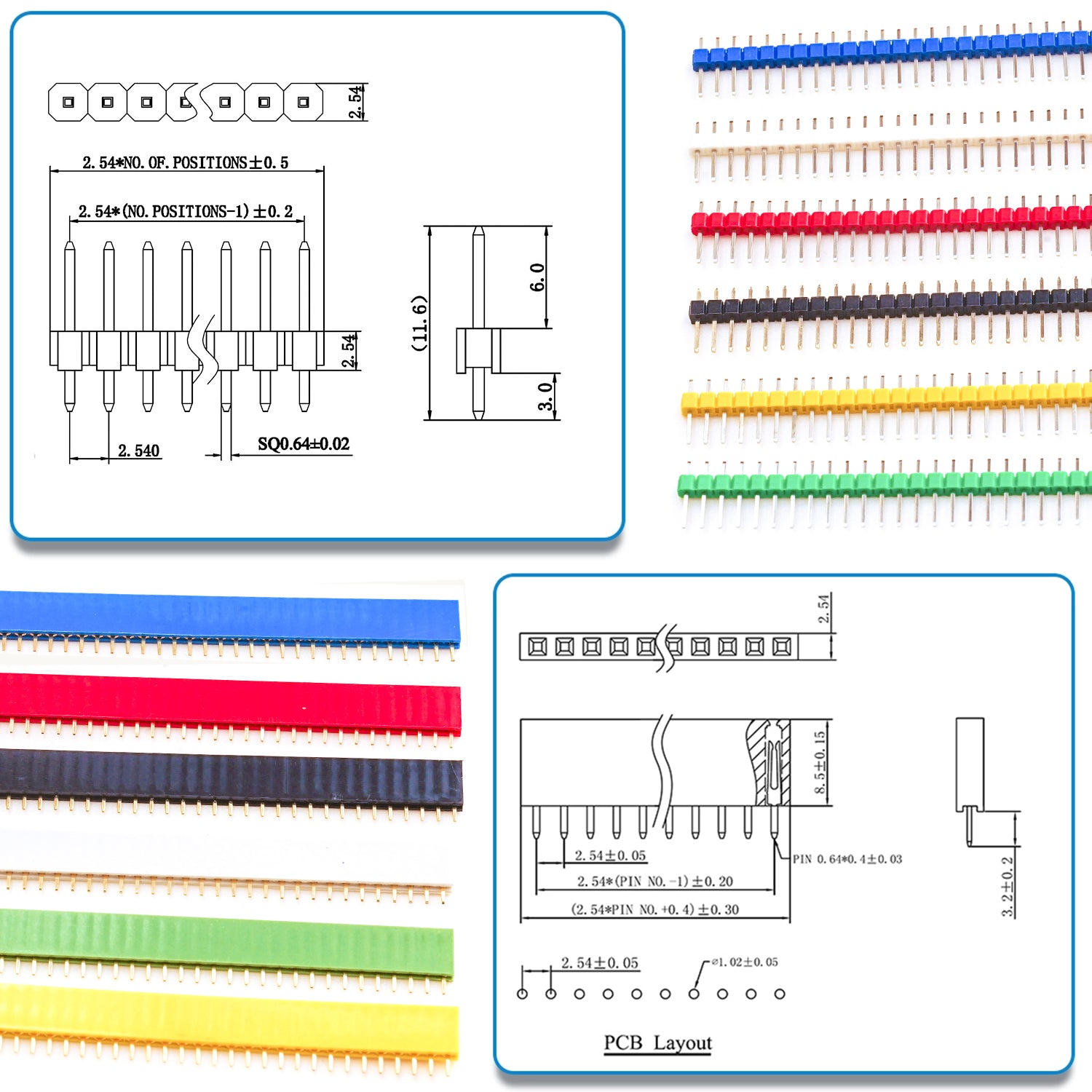 Display of assorted lengths of male and female 2.54mm jumper wires for flexible prototyping