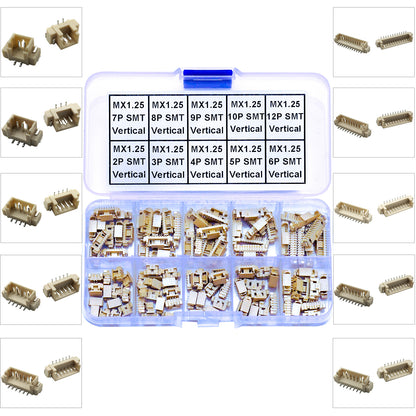 Assorted Molex MX1.25mm pitch SMT vertical socket connectors for wire-to-board and PCB designs