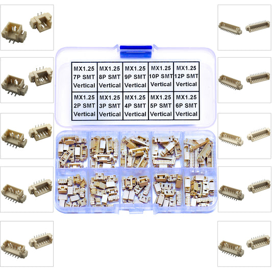 Assorted Molex MX1.25mm pitch SMT vertical socket connectors for wire-to-board and PCB designs