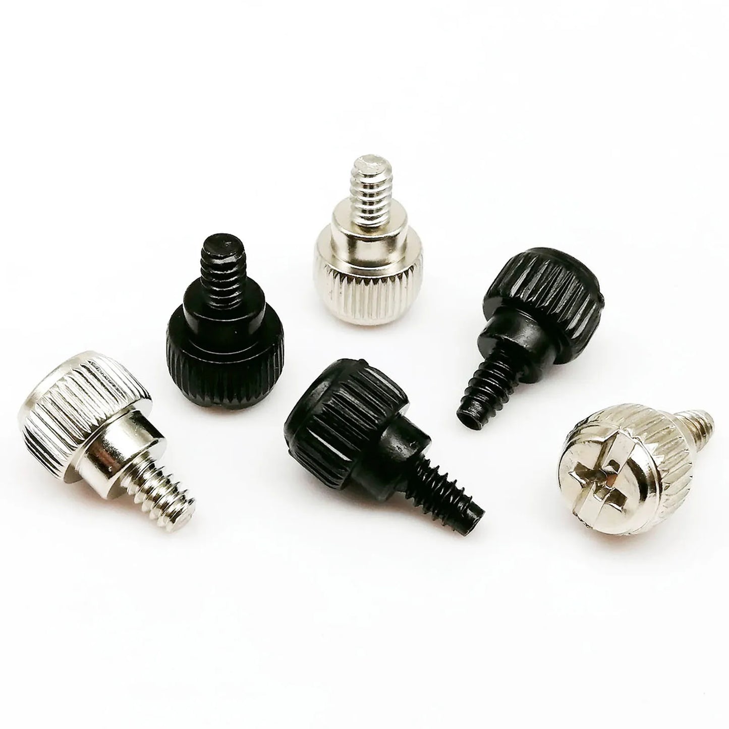 Black and silver carbon steel Phillips head 6#-32×5/6mm PC case hand-tighten thumbscrew thumb bolt