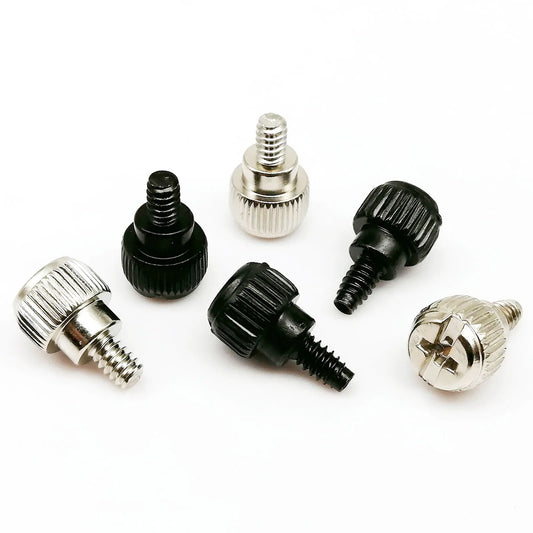Black and silver carbon steel Phillips head 6#-32×5/6mm PC case hand-tighten thumbscrew thumb bolt