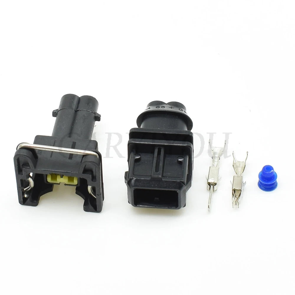 automotive engine wiring connector 2 pin plug with crimp terminals for sensor connection