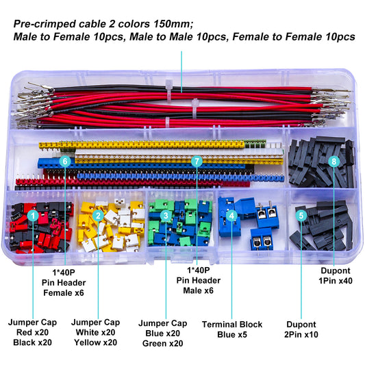 Detailed view of 2.54mm male jumper wires showing pin and housing structure