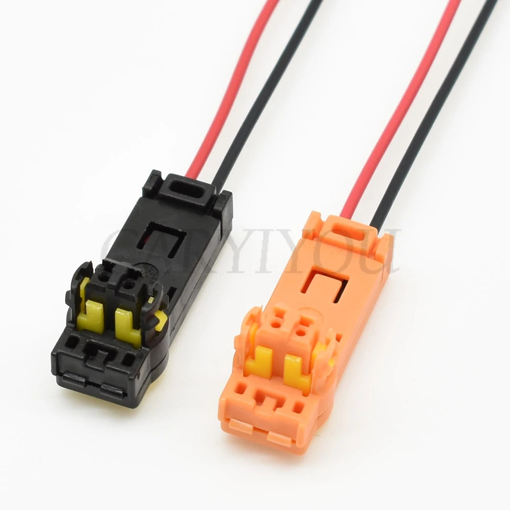 Close-up of pin layout for 2 pin automotive waterproof connector