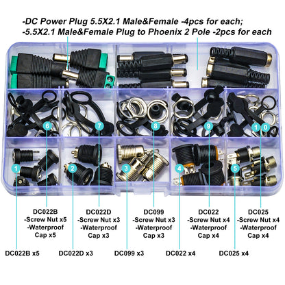 High quality 5.5x2.1mm DC male plug and female panel mount socket for power supply connection