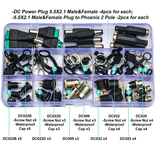 High quality 5.5x2.1mm DC male plug and female panel mount socket for power supply connection
