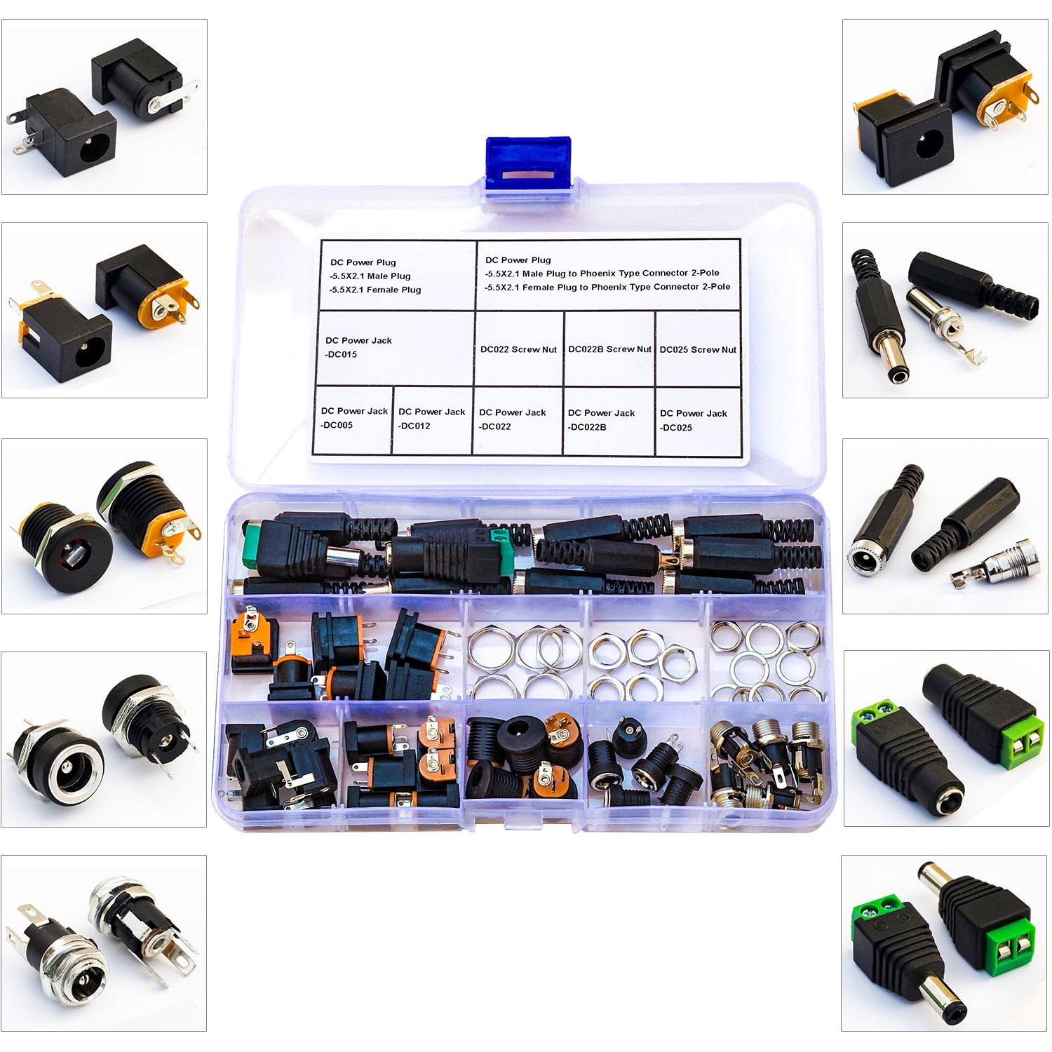 Reliable 5.5 x 2.1mm male plug and female DC socket connectors for secure power supply connection