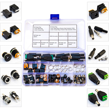 Reliable 5.5 x 2.1mm male plug and female DC socket connectors for secure power supply connection