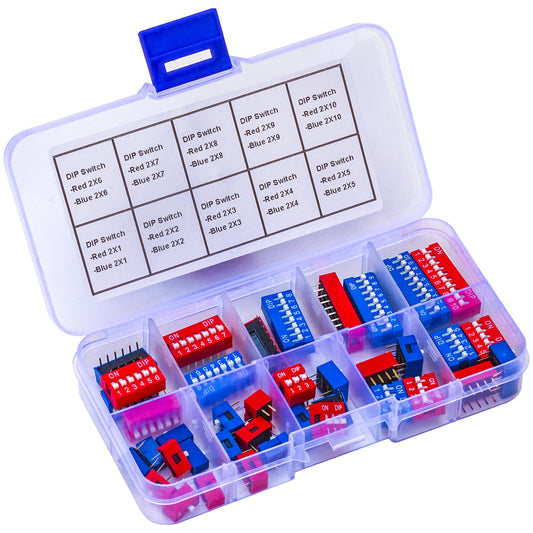 Full assortment of DIP switches in different sizes and pin configurations