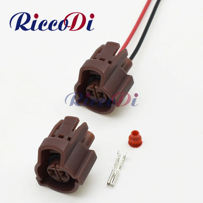 Installation guide showing DJ70248Y-2 automotive connector plug with terminals and waterproof features for car wiring