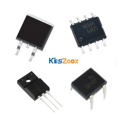 Discrete semiconductor components spot stock at Keszoox — D2PAK TO-263 N-channel MOSFET surface-mount power switching automotive industrial, NE555 5J42S SOP-8 timer IC astable monostable 4.5V-16V, TO-220F NPN switching transistor MJE13003 Vceo 400V SMPS CFL ballast flyback converter, DB107 DIP-4 bridge rectifier 1A 1000V AC-DC power supply — all discrete semiconductors available for immediate spot stock order and BOM matching service worldwide
