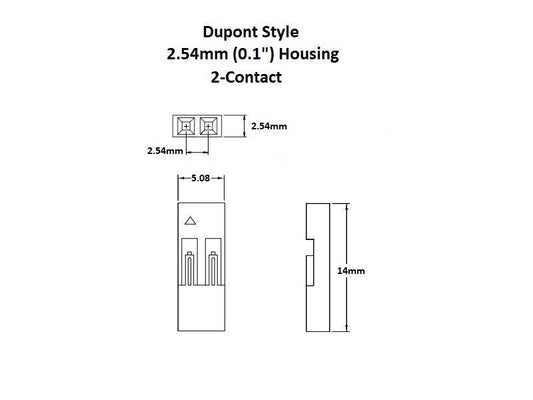 Dupont 2.54mm Connector Housing 2-Pin (25-Pack)