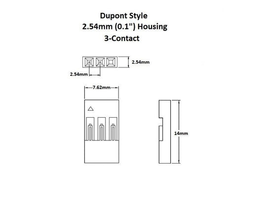 Dupont 2.54mm Connector Housing 3-Pin (25-Pack)