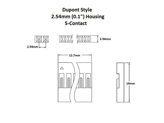 Dupont 2.54mm Connector Housing 5-Pin (10-Pack)