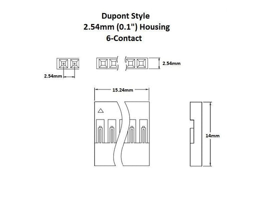 Dupont 2.54mm Connector Housing 6-Pin (10-Pack)