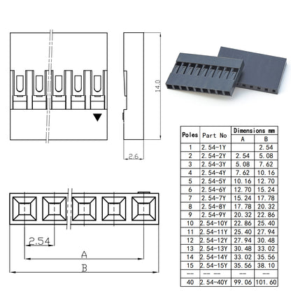 Detailed view of Dupont 2.54mm female to female connector pins and crimp terminals