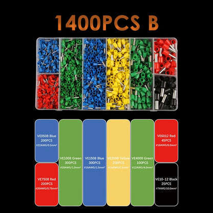 VE Series Cable Wire Connector Electrical Tube Terminal Insulated Terminal Block Cord End Crimping Sleeve