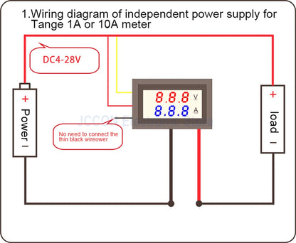 DC Dual Display Digital Voltmeter and Ammeter 0-100V 1A–100A LED Module DSN-VC288