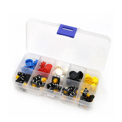 Tactile Push Button Micro Switch Kit 12x12x7.3mm with Colored Caps for Arduino