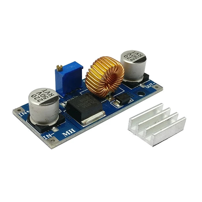 XL4015 DC-DC Adjustable Step-Down Power Supply Module 4–38V to 1.25–36V 5A with LED and Heat Sink