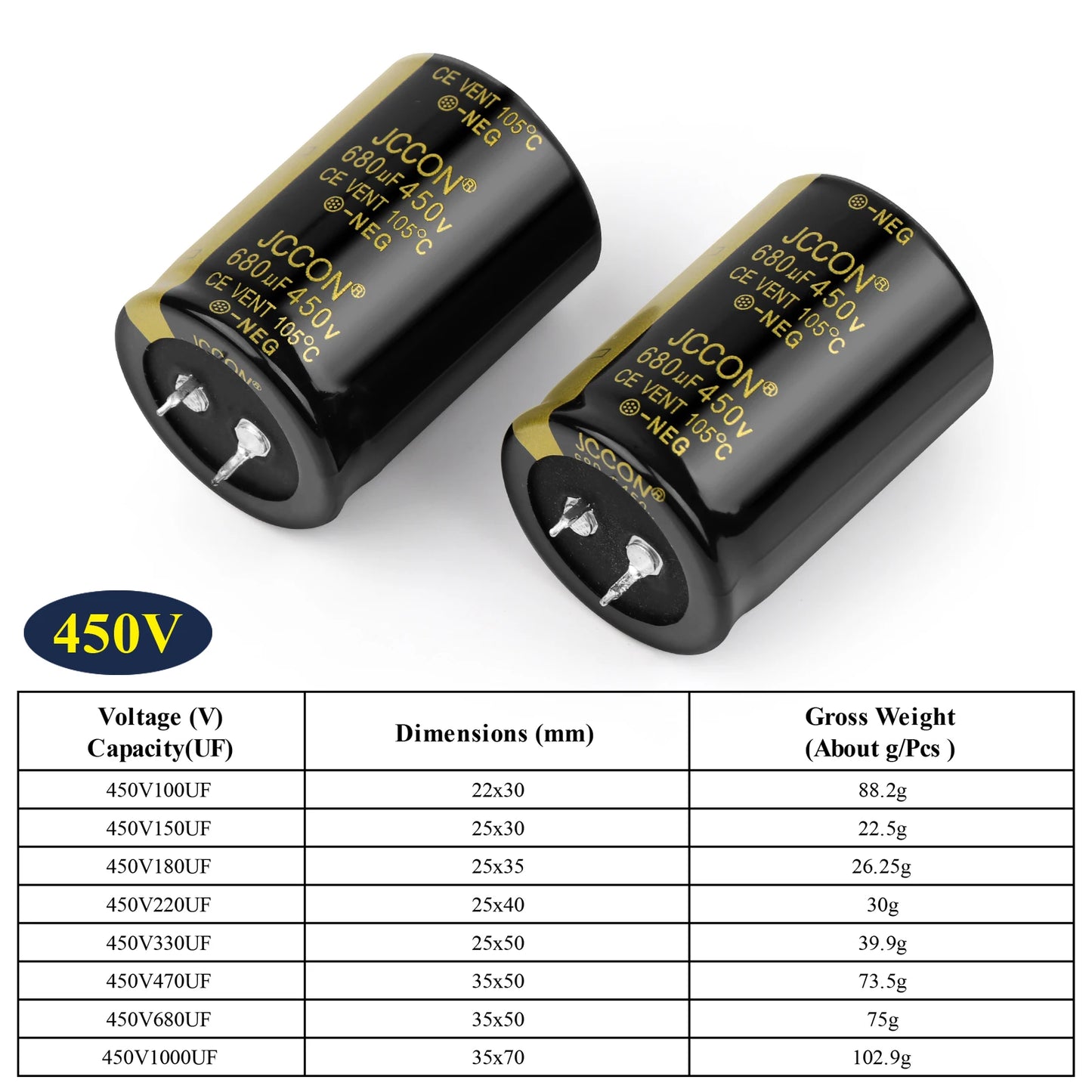 Audio Electrolytic Capacitor 450V 100UF 150UF 180UF 330UF 470UF 820UF High Frequency Low ESR for HiFi Amplifier Speaker