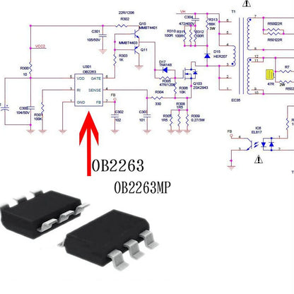 5PCS OB2263MP SOT-23-6 Power Management IC OB2263AMP High-Performance SMD Chip